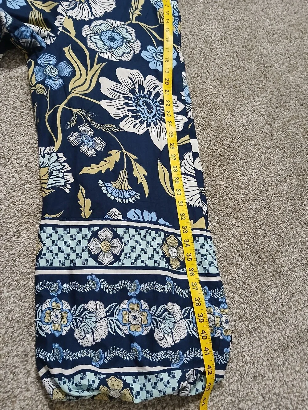 Free People Navy Floral Wide-Leg‎ Smocked Jumpsuit